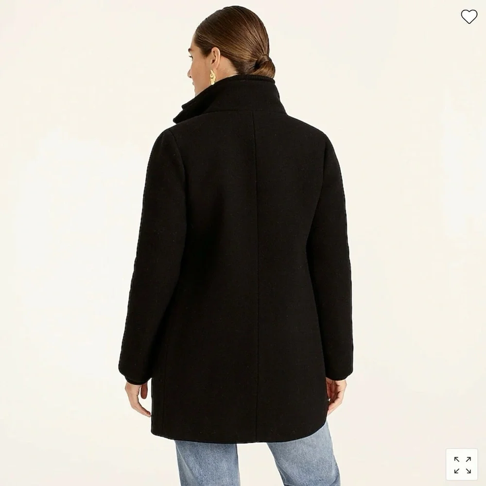 J.Crew Black Lodge Coat in Italian Stadium-Cloth Wool Sz 0